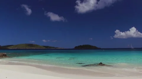 Panning video of Turtle Bay, Caneel Bay with audio, St John 動画素材 67432010