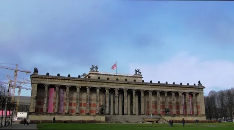 Panning view of Berlin cathedral and the Altes museum Stock Footage 58508603