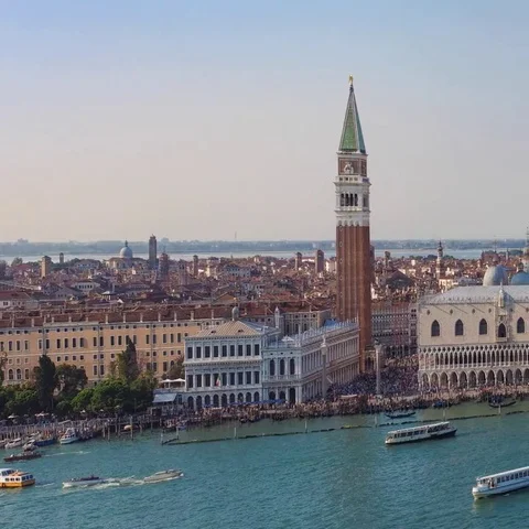 Panning view of the city of Venice Stock Footage 69534321