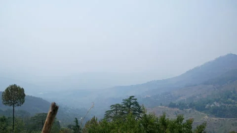 Panning View Of Himalayan Hills From Almora Uttarakhand 4K Vidéo 346363625