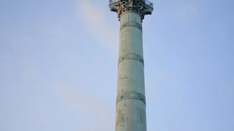 Panning Up View of the July Column in Paris, France Stock Footage 258890616