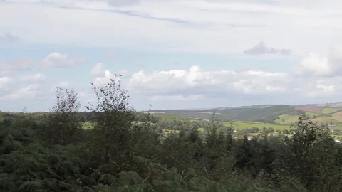 Panning View looking down on Exeter, River from Haldon Forest Stock-Footage 79713983