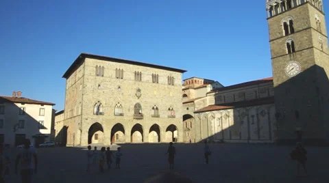 Panning view of the main square of Pistoia Stock Footage 67189190