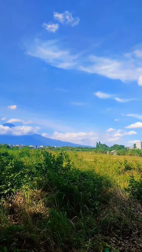 Panning View of Mountain Landscape Under Blue Sky and Clouds Stock Footage 345573100