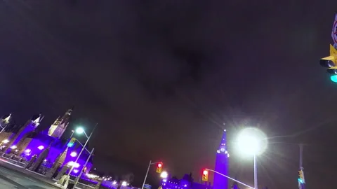Panning view of Ottawa time lapse long exposure parliament Stock Footage 146194063