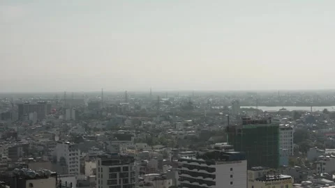 Panning View Over Residential Districts on the Outskirts of Hazy Da Nang Video stock 328747030