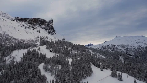 Panning view over snow covered mountainous terrain, Mont Blonc Stock Footage 102531245