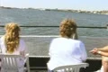 Panning view of people sitting on tour boat Footage