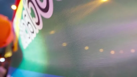 Panning view of rainbow flag during Gay Pridewith lights.MOV Stock Footage 279150594