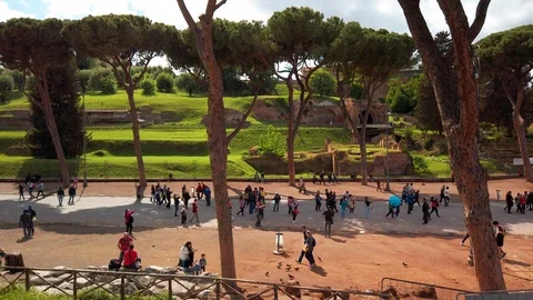 Panning View of Roman Architecture in Rome, Italy Stock Footage 120365532