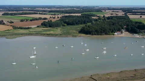Panning view of sailing boats on the river Stock Footage 206581494