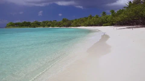 Panning view of Scott Beach, Caneel Bay, St John Stock Footage 67334101
