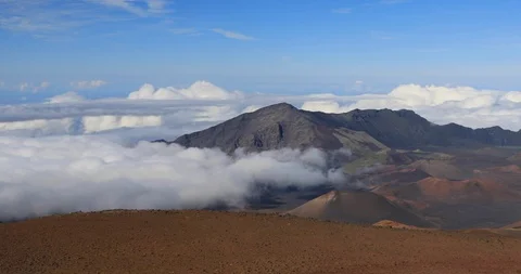 Panning view of summit at Haleakala Volcano Crater National Park,Maui,Hawaii,USA Stock Footage 119709859