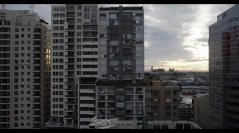 Panning view of sydney CBD from rooftop Stock Footage 51714298