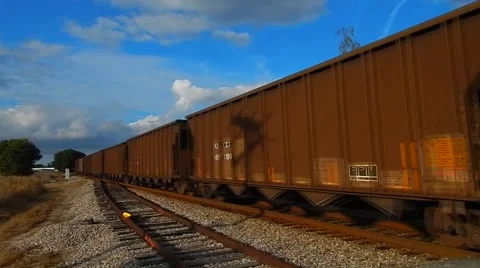 Panning view of train passing on tracks Stock-Footage 45529527