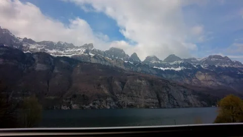 Panning Walensee Timelapse With Churfirsten Clouds Stock Footage 331921565