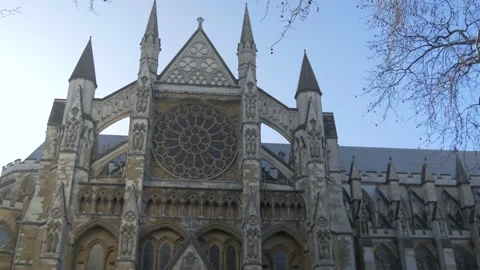 Panning Up On Westminster Abbey Stock Footage 145145739