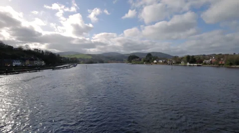 Panning Wide Angle Shot From Bridge in Killaloe Stock Footage 37434468