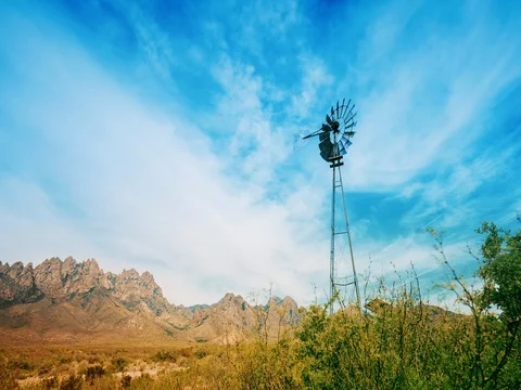 Panning Windmill Mountains Time-lapse Stock Footage 76003837