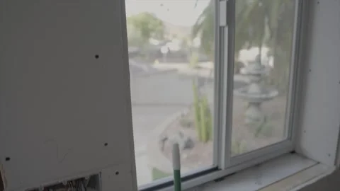 Panning window from home renovation Stock Footage 301104525
