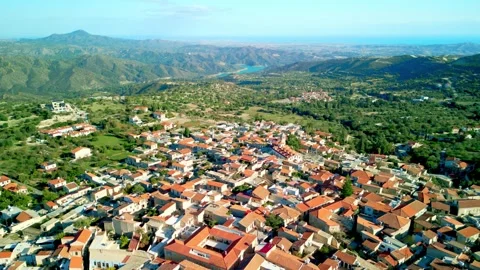 Pano Lefkara, Cyprus pull-away promotional drone video Video stock 293171260