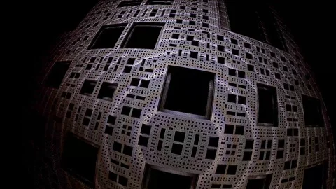 Panorama of 3D fractal architectural composition Stock Footage 115570023