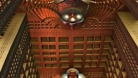 Panorama of 3D fractal gold pattern Stock Footage 106284740