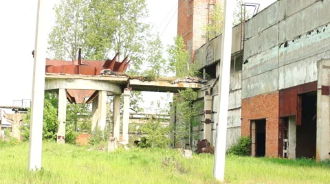 Panorama of an abandoned building Video stock 57324575