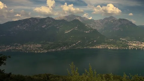 Panorama from above of the eastern branch of Como Lake Stock Footage 127190192
