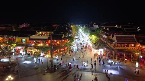 Panorama aerial drone view of Hoi An ancient town Video stock 308958989