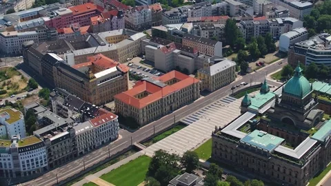 A panorama aerial view around the old town of the city Magdeburg Vidéo 305864161
