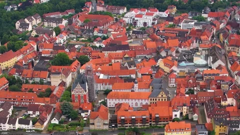 A panorama aerial view around the old town of the city Naumburg Vidéo 305865172