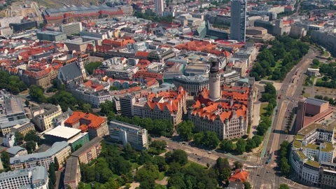 A panorama aerial view around the old town of the city leipzig Video stock 305865817