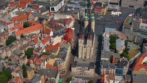 A panorama aerial view around the old town of the city Halle (Saale) 库存影片 305866103