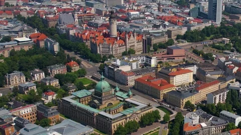 A panorama aerial view around the old town of the city leipzig Stock Footage 305866705