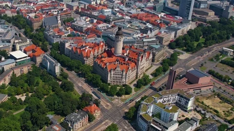 A panorama aerial view around the old town of the city leipzig Video stock 305866912