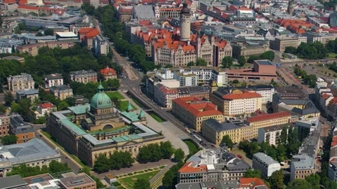 A panorama aerial view around the old town of the city leipzig Video stock 305868564