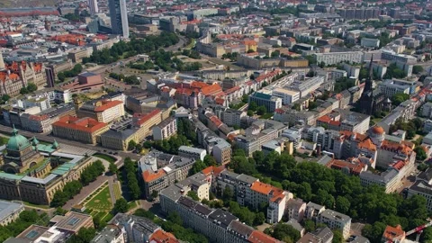 A panorama aerial view around the old town of the city leipzig Video stock 305868643
