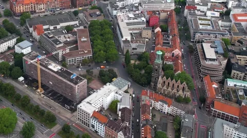 A panorama aerial view around the old town of the city Hanover Vídeo Stock 305871647