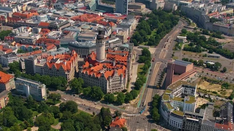 A panorama aerial view around the old town of the city leipzig Video stock 305873078