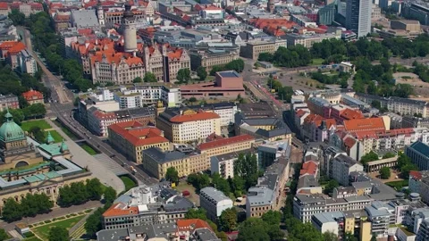 A panorama aerial view around the old town of the city leipzig Video stock 305873096