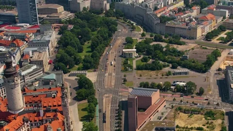 A panorama aerial view around the old town of the city leipzig Video stock 305873142