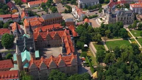 A panorama aerial view around the old town of the city Merseburg Vidéo 305873223