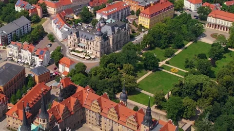 A panorama aerial view around the old town of the city Merseburg Vídeo Stock 305873229