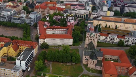 A panorama aerial view around the old town of the city Magdeburg 库存影片 305873642