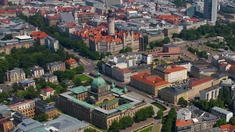 A panorama aerial view around the old town of the city leipzig 库存影片 305874641