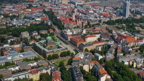 A panorama aerial view around the old town of the city leipzig Video stock 305874693