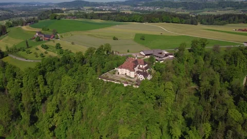 A panorama aerial view around the old town Oberbüren Stock Footage 309175553