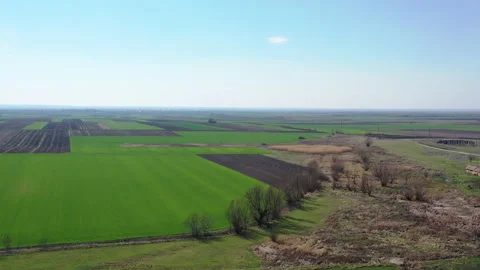 Panorama of agriculture fields from a height. Stockbeeldmateriaal 130370372