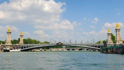Panorama of the Alexandre III bridge in Paris, France Foto stock